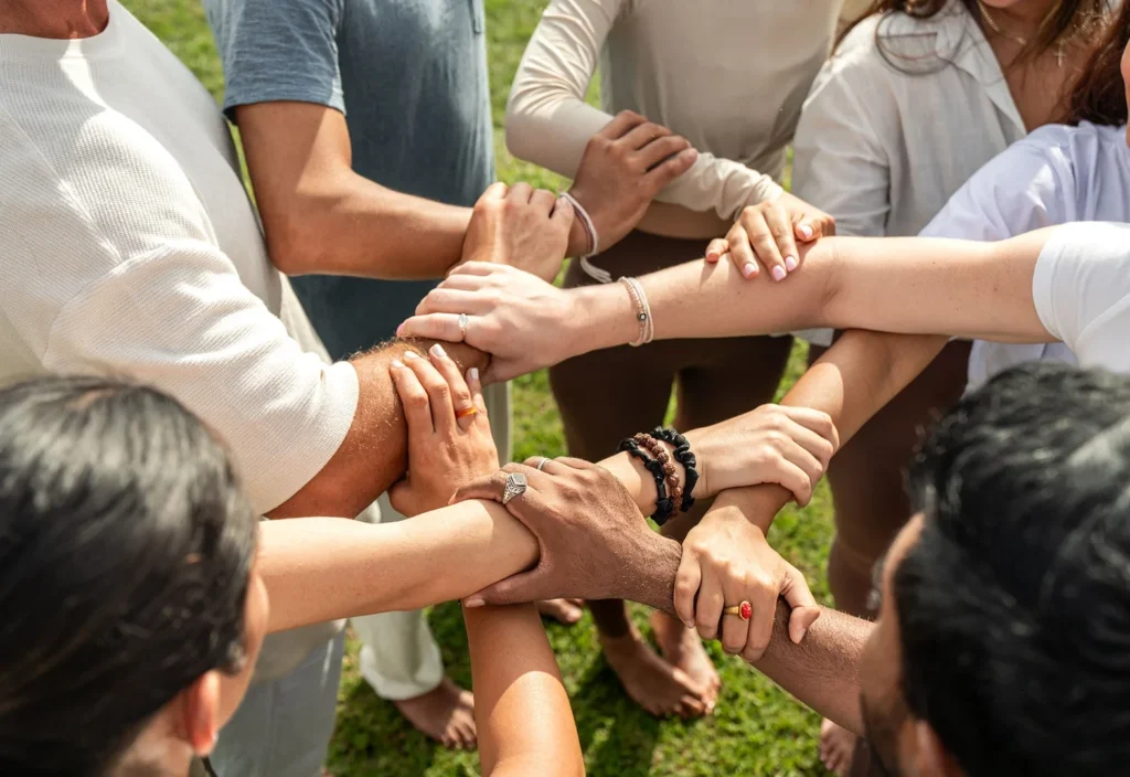 House of Om Yoga Teacher Training students connecting as a community during their immersive training in Bali.