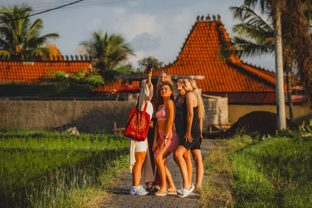 Yoga teacher training students exploring Bali together during time away from class