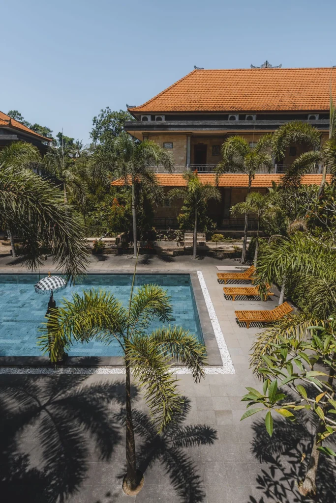 Amertham yoga teacher training accommodation and swimming pool in Bali