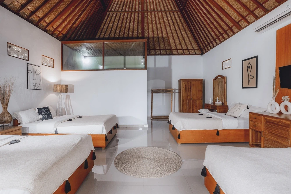 Dorm room accommodation for yoga teacher training students at Amertham